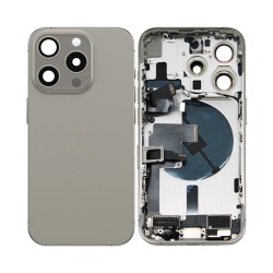 Tampa Traseira+Frame+Flex+Vibrator Apple iPhone 15 Pro com  Wireless Charge+Flashlight Flex Titânio Natural